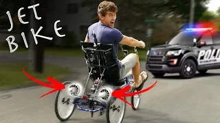 DIY JET BIKE GOES WAY TOO FAST - COPS CALLED (Pulled over)