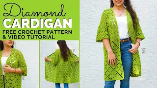 Diamond Cardigan - FREE Cardigan Crochet Pattern for Summer | Yay For Yarn