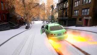 GTA 4 WINTER CRASH TEST OF REAL CARS  WINTER MOOD (WINTER CRASH TEST #99)