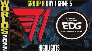 T1 vs EDG Highlights | WORLDS 2022 Day 1 Group A Game 5 | T1 vs Edward Gaming