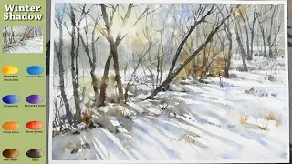 Without Sketch Landscape Watercolor - Winter Shadow (color mixing, Arches)NAMIL ART