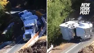 Truck topples down cliff after driver ignored warnings