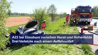 A23 bei Elmshorn: Drei Verletzte nach einem Auffahrunfall auf der