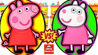Huevos Sorpresa Gigantes de Peppa Pig y Susy Oveja Peppa Pig Vs Susy en Español Plastilina Play Doh