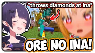Ina finally meets Flare in the minecraft server "MY INA!" 【Hololive】