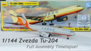 Zvezda 1/144 Tupolev Tu-204-100C  /  Full Assembly Timelapse / Zv7031