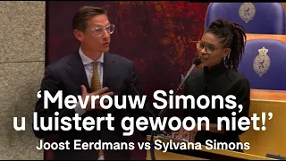 Eerdmans (JA21) in heftig debat over vermeend islamofobie met Sylvana Simons