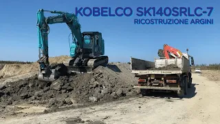 KOBELCO SK140 - Reconstruction of the river banks - HD #kobelco #excavator #construction #flood