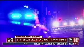5th person dies in overnight Tampa crash