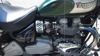 2005 Triumph Bonneville America 800 Walk Around in Goodwood Green Drive By Exhaust Sound