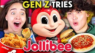 Gen Z Americans Try Jollibee For The First Time! (Chickenjoy, Yumburger, Jolly Spaghetti)