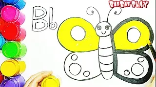 How To Turn Letter 'B' Into A 'BUTTERFLY' Cartoon For Kids  | Learning Alphabet And Color | easy