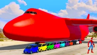 Color Small Cars Transportation on Biggest Airplane w Spiderman - GTA V Mods