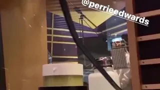 Perrie Edwards recording “My Love Won’t Let You Down” Studio