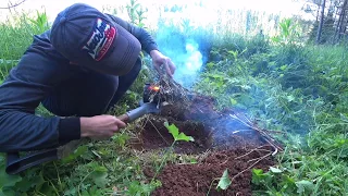 Запекли Кролика в ЗЕМЛЯНОЙ ПЕЧИ | Поставили полтора венца на избу