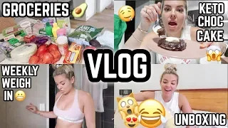 DAILY VLOG 🎥 WEEK 2 🏋️‍♂️🥗 WEEKLY WEIGH IN 🤔 GROCERIES 🥑 KETO CHOC CAKE 🙊 PO BOX UNBOXING 📦🤑