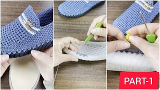 Wonderful 😍 Unique crochet shoes stylish handmade tutorial, Part 1