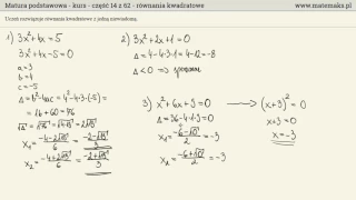 Równania kwadratowe - kurs