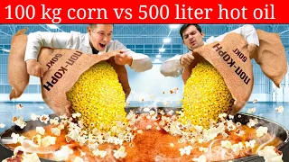 100 kg corn vs 500 liter hot oil | अब कितने पॉपकॉर्न बनगे? #short