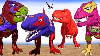 HUNTRESS V-REX Vs Daredevil Sharkzilla & Tarbosaurus & T-REX Jurassic World Evolution Dinosaur Fight