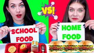 ASMR School Food VS Home Food Challenge By LiLiBu