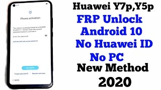 Huawei Y7P Y5PY8P 2020 FRP Bypass Reset frp Lock Huawei id Android 10 Without PC New Method