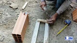 Gabarito para assentamento de tijolos, feito com sobras de madeira, você aprova ?