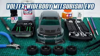 Building A Voltex Widebody Mitsubishi EVO, 1/24 Scale Plastic Model Car. Fujimi kit.