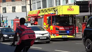 LFB Turntable ladder responding through traffic jam caused by climate protest