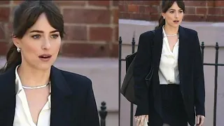 Dakota Johnson on set of Materialists in NYC