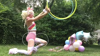 Silly girl hula hoops