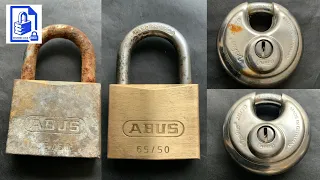 (164) Lock picking for Beginners - Rusty Padlocks cleaned and picked. Abus 65/50 & Abus Diskus 26/70