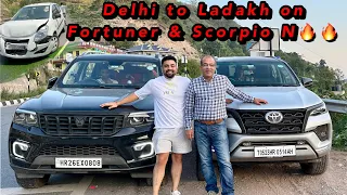 Leh Road Trip Start in Toyota Fortuner & Scorpio N | Accident on New Manali Highway😨 | Ep 1