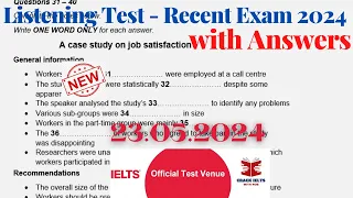 IELTS Listening Actual Test 2024 with Answers | 23.05.2024