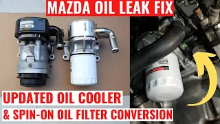 How to Fix Mazda Oil Leak | Updated Oil Cooler & Spin On Filter Conversion Install on Mazdaspeed 3