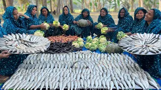 500 Pieces Bata Fish & Vegetable Mixed Gravy Recipe - Mach Chorchori Cooking for Villagers