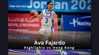 Ava Fajardo FIBA U16 Asia Cup Highlights vs Hong Kong