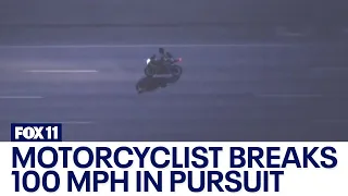 Motorcyclist breaks 100 mph in police chase