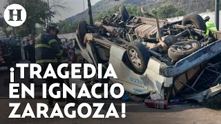 ¡2 muertos y 7 heridos! El saldo por volcadura del transporte público en la Calz. Ignacio Zaragoza