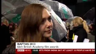 Elizabeth Olsen (Martha Marcy May Marlene)- BAFTA 2013 red carpet interview (BBC News, 10.2.13)