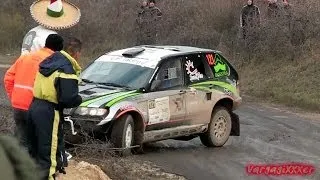 BMW X5 rally accident crash Mikulás Rally (HU) 2013 - great V8 sound!!!