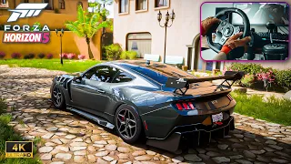 Immersive Driving Ford Mustang GT 2024 in Forza Horizon 5 - Steering Wheel Gameplay 4K 60