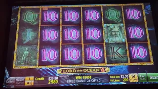 50 free spins equals Huge Win on Lord of the Ocean 6!