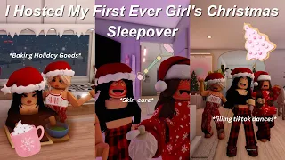 My First Ever Girl's Christmas Sleepover! | Bloxburg Family Roleplay | w/voices