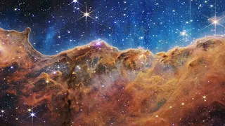 4K Webb Space Telescope Fly-Through - “Cosmic Cliffs” in the Carina Nebula (NIRCam Image)