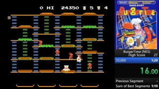 BurgerTime High Score Speed Run (NES) 49 Seconds