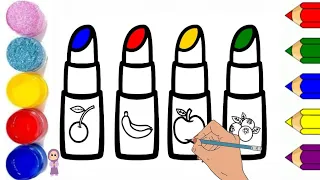 Lipstick Drawing And Coloring For Kids | Makeup Lipstick Drawing For Children @Gul-e-ZahraArt