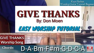 GIVE THANKS - Don Moen (Easy Worship Guitar Tutorial by Kuya Nathan)