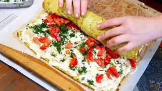 Рулет из КАБАЧКОВ / КАБАЧКОВЫЙ рулет / Потрясающе ВКУСНОЕ блюдо за недорого / Вкуснятина из КАБАЧКОВ