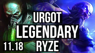URGOT vs RYZE (TOP) | 11/1/9, Legendary, 900K mastery, 300+ games | TR Diamond | v11.18